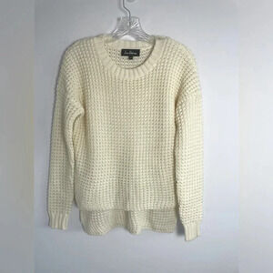 Sam Edelman Sweater Cream Heavy Weight Open Weave High-Low Wool Blend Size Small